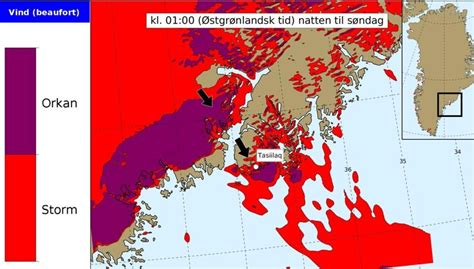 Voldsomt Vejrfænomen Rammer Grønland Forventer Vindstød Af