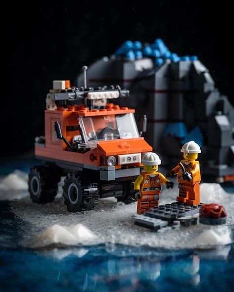 Premium AI Image | legos are standing in front of a truck with a snow ...