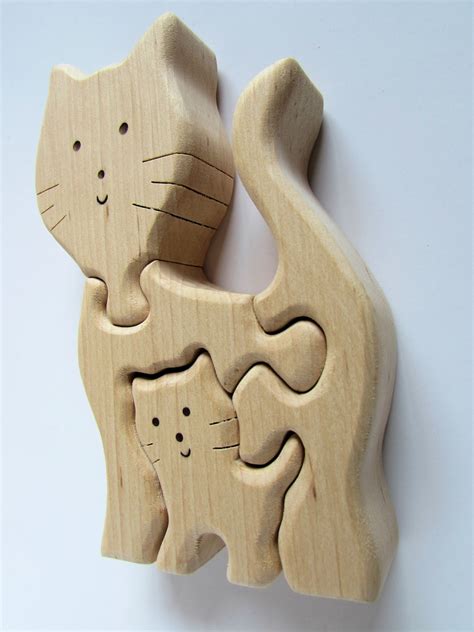 Tier Puzzle Holz Katze Etsy