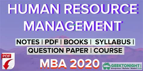 Human Resource Management Notes Hrm Pdf Mba