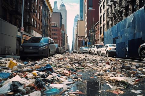 Una Calle Llena De Basura Y Basura En Medio De Una Ciudad Foto Premium