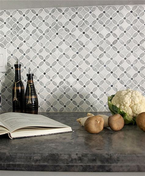 White Gray Marble Flower Mosaic Tile | Backsplash.com