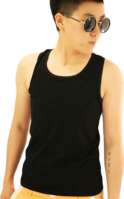 BaronHong Cotton Breathable Chest Binder Long Tank Top For Tomboy Trans Lesbian Black