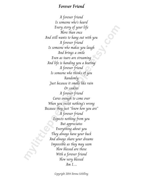 Forever Friend Instant Digital Download Friend Poem Best Friend Poem Friendship Poem