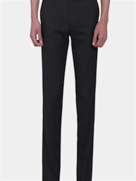 Buy Blackberrys Men Charcoal Grey Solid B 95 Slim Fit Trousers