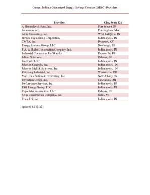 Fillable Online Current Indiana Guaranteed Energy Savings Contract