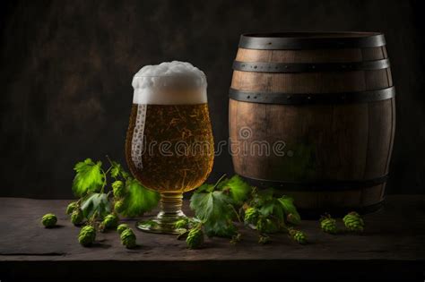 Beautiful Beer with Foam in Classic Beer Glass in Dark Scene. Neural ...