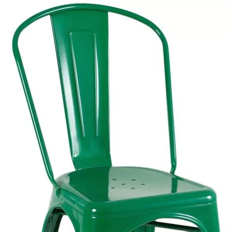 Silla Tipo Loft Tolix Iron Metal Industrial De Acero Con Bandera Verde