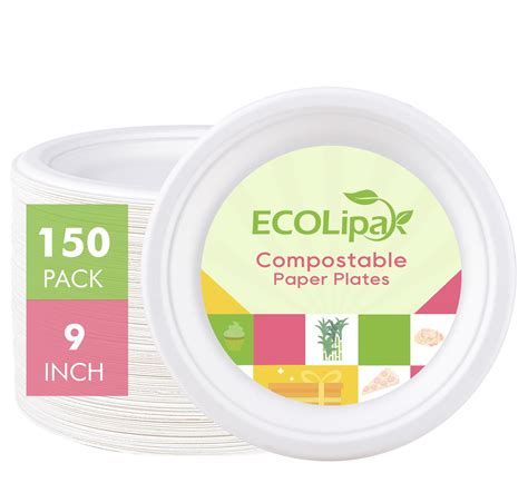 Buy Ecolipak Inch Pack Compostable Paper Plates Heavy Duty