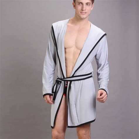 Summer Mens Bathrobe Viscose Sexy Robe Lounge Mens Loose Silky Sleepwear Bath Robe Nighty In