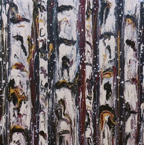 Aspen Tree Paintings Moonlit Flurries Aspens Series 8x8x7 8 Canvas