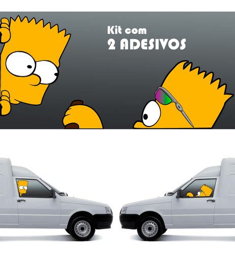 Kit 2 Adesivos Bart Simpson Dirigindo E Carona Automotivo