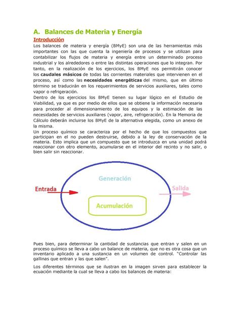 Bce Materia Azucar A Balances De Materia Y Energ A Introducci N Los