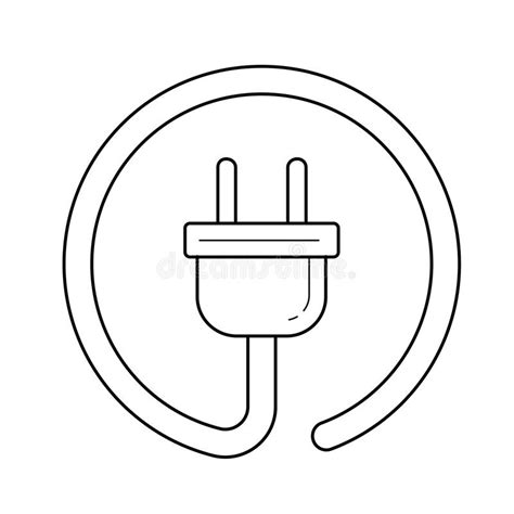 Electric Plug Vector Line Icon Stock Vector Illustration Of