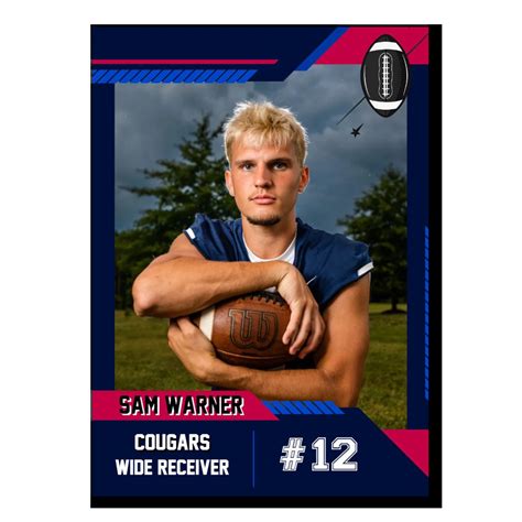 Football Card Template 16 - Blue & Red - Printiverse