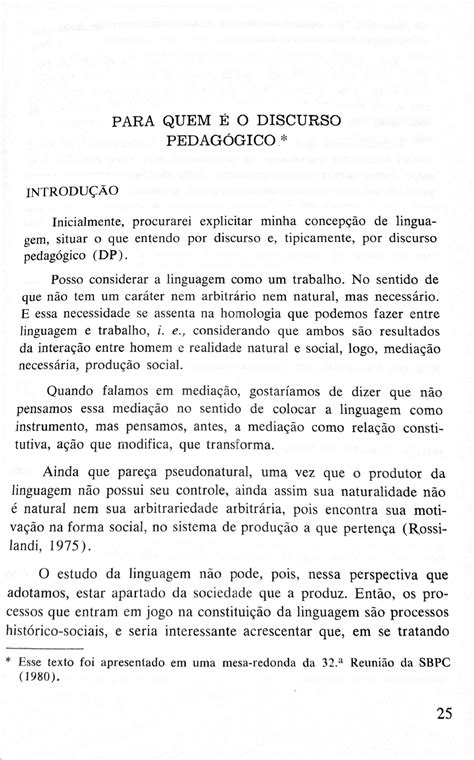 A Linguagem E Seu Funcionamento Para Quem é O Discurso Pedagógico P