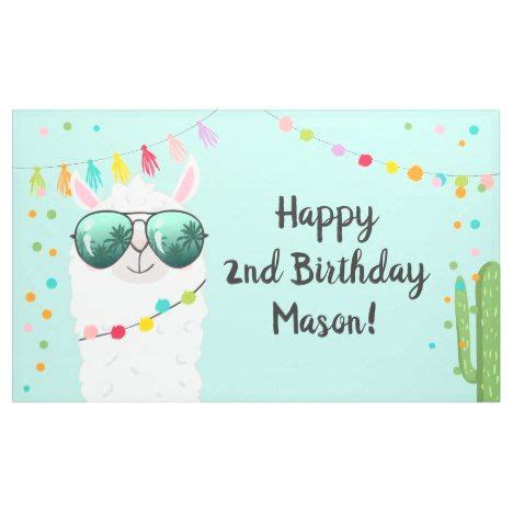 Llama Rama Birthday Party Backdrop Banner Alpaca Zazzle Banner