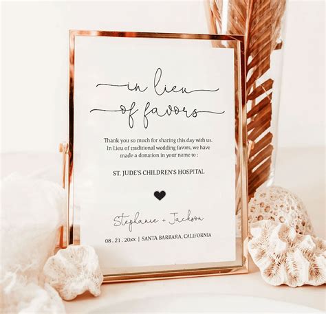 In Lieu Of Favors Sign Minimalist In Lieu Of Favors Sign Etsy