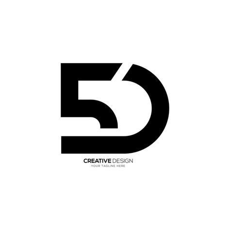 5d creative number with letter abstract business branding monogram logo ...