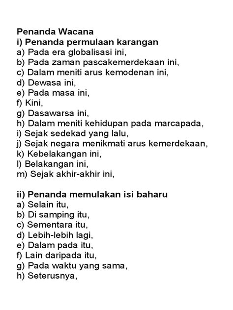 Senarai Penanda Wacana Bahasa Melayu Penanda Wacana Bahasa Melayu Riset