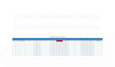 Plantilla De Formato Excel Consultoría Formulario De Registro Gestión