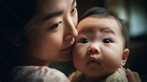 韓國媽媽把嬰兒抱在臉上 媽媽和寶寶 背景 娃娃臉 背景 韓國人 背景圖片素材，媽媽和寶寶 娃娃臉 韓國人高清背景桌布圖案免費下載