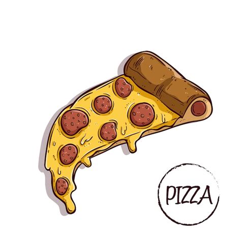 Premium Vector Delicious Slice Pizza With Pepperoni Using Colored