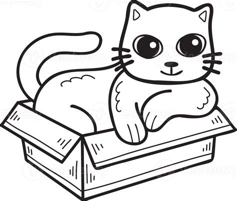 Free Hand Drawn cat in box illustration in doodle style 17303232 PNG with Transparent Background