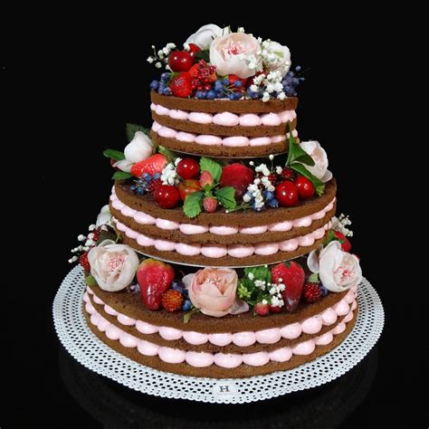 Hochzeitstorte Naked Cake Rosen Farbe Rosa Rosen St Cke Klein