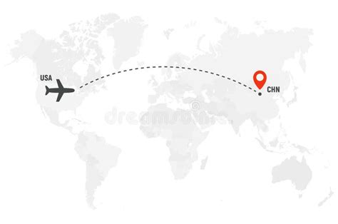 Airplane Line Path. Air Plane Flight Route with Start Point and Dash ...