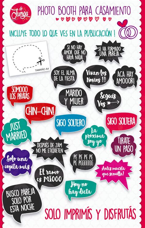 Boda Photo Booth props BODA Imprimible 20 Frases Props Etsy España