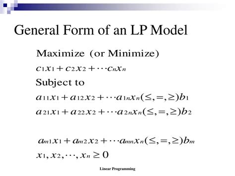 Ppt General Form Of An Lp Model Powerpoint Presentation Free