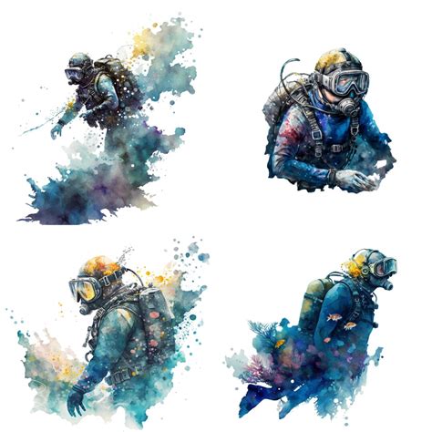 Scuba Diving Watercolor Painting Print Scuba Diving Art Diver Print