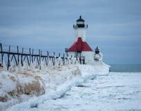 St Joseph North Pier Lighthouse Winter Stock Photos, Images, & Pictures ...