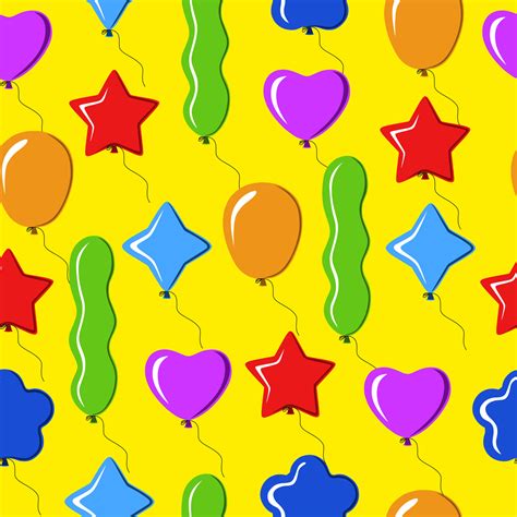 Vector set of balloons. Seamless yellow background. Different shapes. Colorful group. 17642564 ...