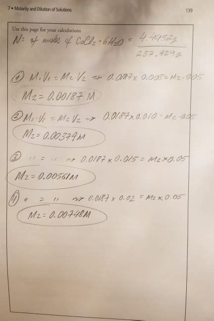 7 Molarity And Dilution Of Solutions 137 Name Chegg