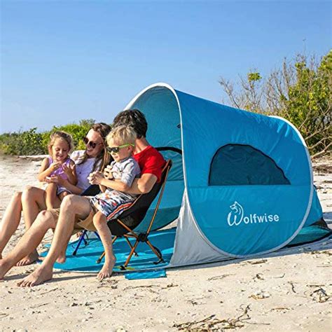 WolfWise Strandmuschel Pop Up Zelt Mit UV Schutz 50 3 4 Personen