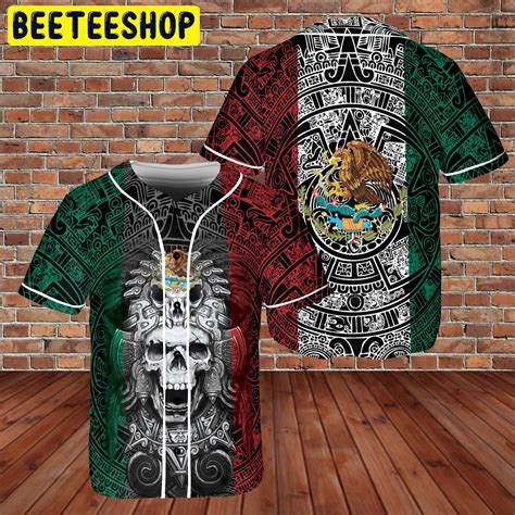 Custom Name Mexico Aztec Warrior Skull Flag Trending Jersey Baseball