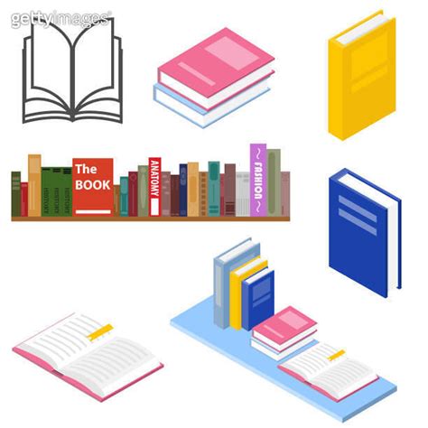 Books Set Of Books In Flat Design And In Isometric Vector Cartoon