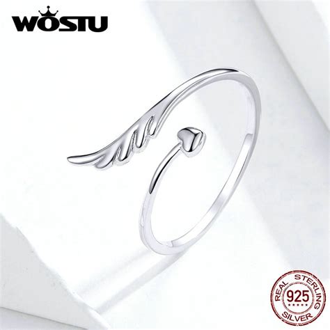 WOSTU Anillo De Plata De Ley 925 Para Mujer Sortija Ajustable Con Forma