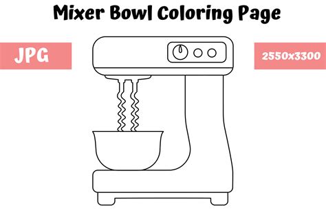 Mixer Bowl Coloring Page For Kids Graphic By Mybeautifulfiles