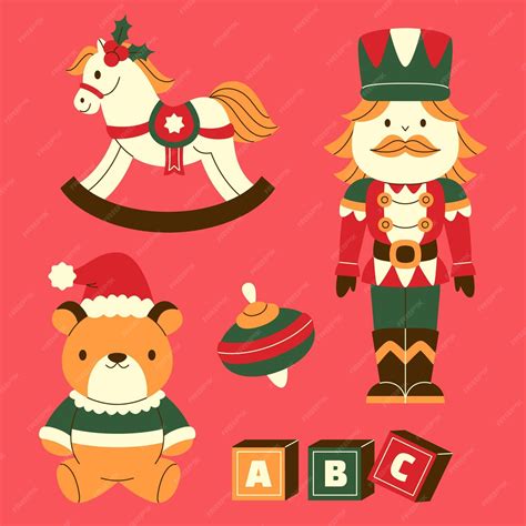 Free Vector Hand Drawn Flat Christmas Toys Collection