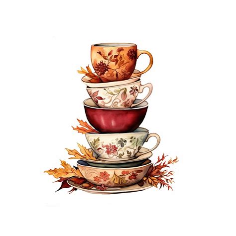 Thanksgiving Tea Party Clipart Vintage Tea Party Clipart Watercolor Tea ...