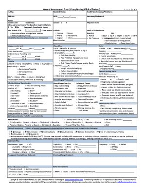 Wound Assessment Chart Template