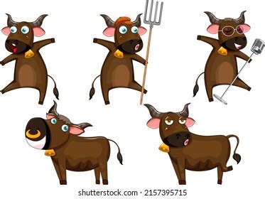 Brown Cow Cartoon Character Illustration Stock Vector (Royalty Free ...