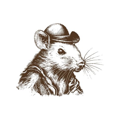 Desenho De Ratos Antigo - Ilustração vintage de um rato cowboy, um desenho antigo de um rato ...