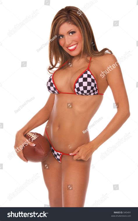 Sexy Latino Woman Bikini Holding Football Stock Photo Shutterstock