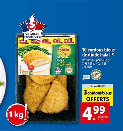 Offre 10 Cordons Bleus De Dinde Halal Chez Lidl