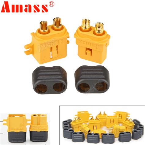 100 X Amass XT60L XT60 L Connectors Plugs With Sheath Housing Male