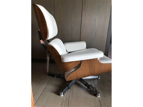 Poltrona Iconica Lounge Chair In Pelle E Legno Bianco Vitra Deesup